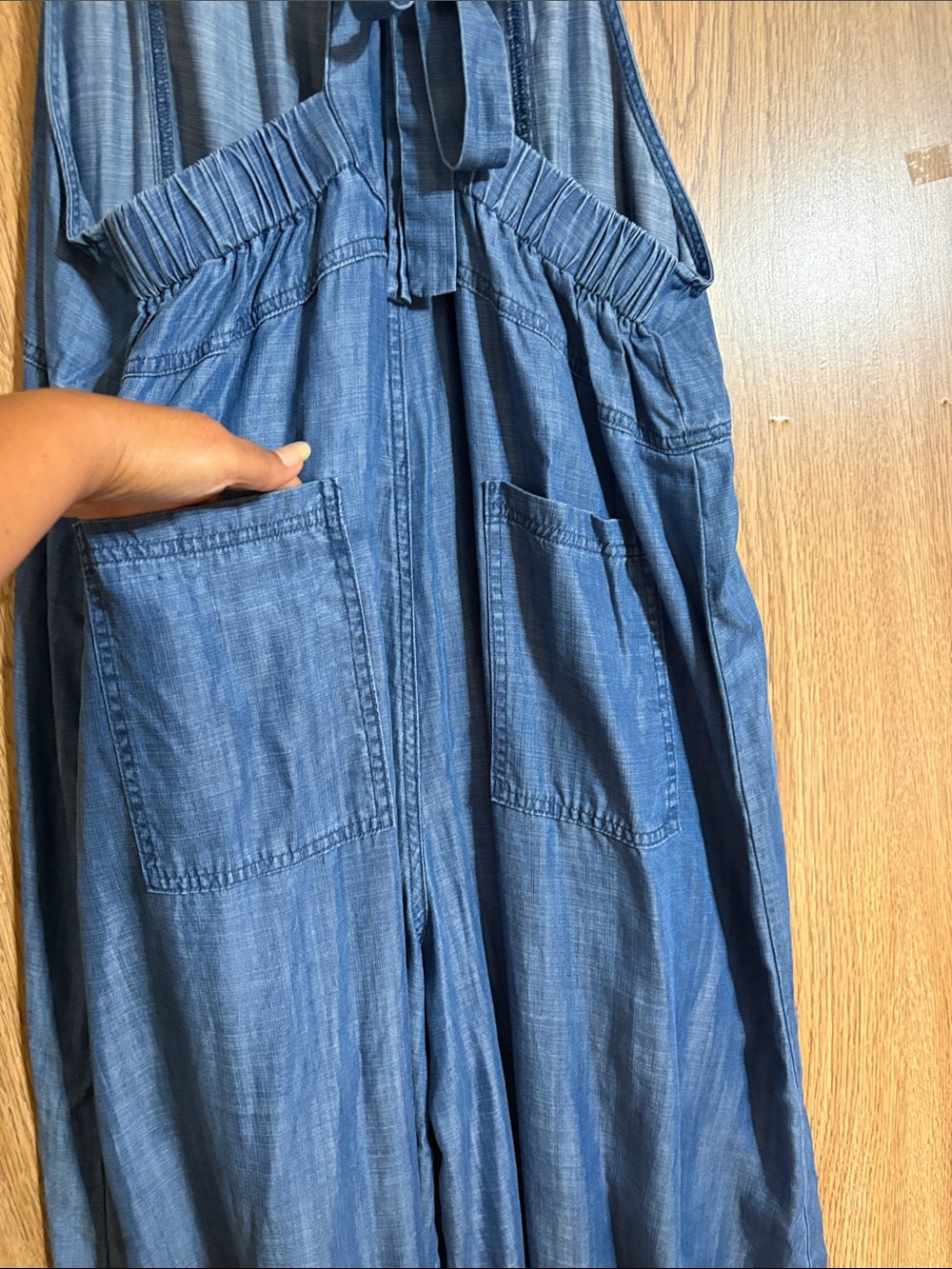 NATURAL LIFE Blue Wide-Leg Chambray Jumpsuit - Picture 10 of 13